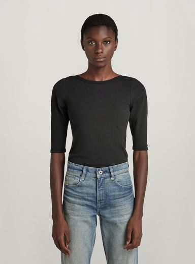 Slim Rib Boatneck T-Shirt